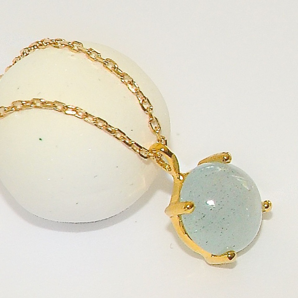 Collier BUBBLE GUM Aigue-marine 7mm Or