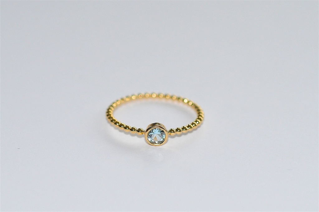 Bague BUBBLE GUM boules or & Aigue-marine
