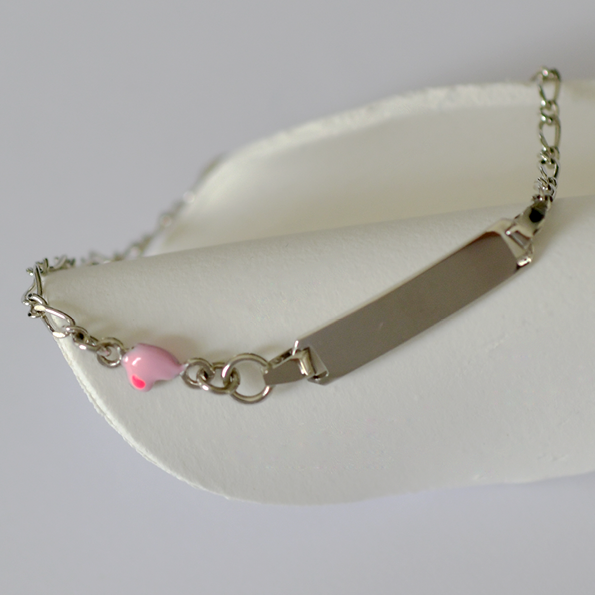 Gourmette Argent coeur rose