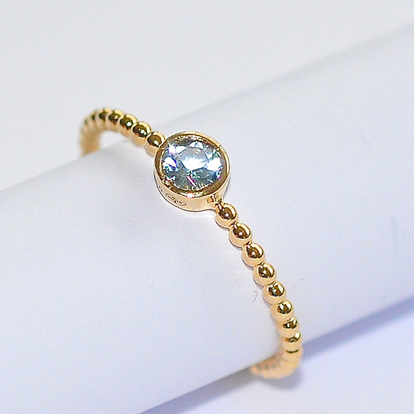 Bague BUBBLE boules or & Aigue-marine (50)